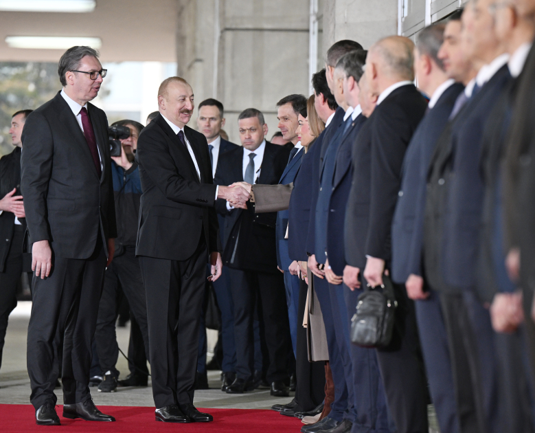 Prezident İlham Əliyevin Belqradda rəsmi qarşılanma mərasimi olub